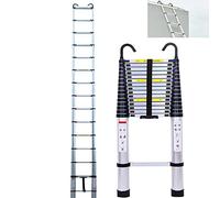 Escalera telescópica Plegable Aluminio de 6.2 m con 2 Ganchos, Portátil Escalera multifunción, Escalera de Transporte Multifunción, Escalera Extensible, 15 Niveles, Capacidad de Carga 150 kg/330lbs