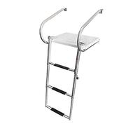 Escalera telescópica plegable de 3 escalones para barco, plataforma de ABS, para muelle de pontón, acero inoxidable, con 2 pasamanos