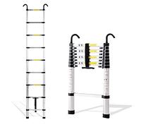 Escalera telescópica plegable extensible de aluminio multiusos con gancho desmontable, capacidad de 150 kg para el hogar y uso diario