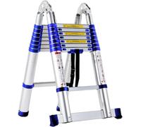 Escalera telescópica retráctil de aluminio con marco en A, escalera de extensión compacta para edificios al aire libre y mantenimiento del hogar, fácil acceso al ático