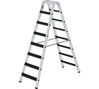 Escalera tipo tijera de peldaños planos, ascenso por ambos lados eurokraft pro, modelo acolchado