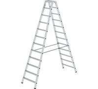 Escalera tipo tijera de peldaños planos, ascenso por ambos lados eurokraft pro, modelo estándar
