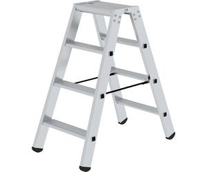 Escalera tipo tijera de peldaños planos, ascenso por ambos lados eurokraft pro, modelo estándar