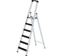 Escalera tipo tijera de peldaños planos, ascenso por un lado eurokraft pro, modelo acolchado