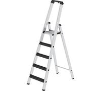 Escalera tipo tijera de peldaños planos, ascenso por un lado eurokraft pro, modelo acolchado
