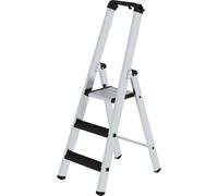 Escalera tipo tijera de peldaños planos, ascenso por un lado eurokraft pro, modelo acolchado