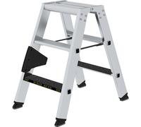 Escalera tipo tijera de peldaños planos CLIP-STEP MUNK, de ascenso por ambos lados, antideslizante R13, para cargas pesadas