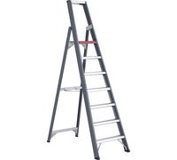 Escalera tipo tijera de peldaños planos de aluminio, de ascenso por un lado Altrex, con bandeja