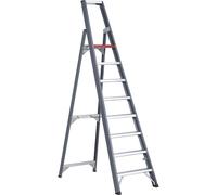 Escalera tipo tijera de peldaños planos de aluminio, de ascenso por un lado Altrex, con bandeja