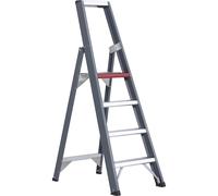 Escalera tipo tijera de peldaños planos de aluminio, de ascenso por un lado Altrex, con bandeja