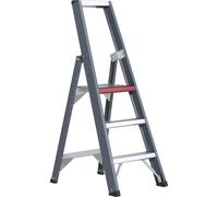 Escalera tipo tijera de peldaños planos de aluminio, de ascenso por un lado Altrex, con bandeja