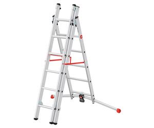 Escalera transformable aluminio 17 peldaños hailo altura máxima de trabajo 4.70 m