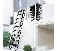 Escaleras de ático montadas en la Pared, Escalera Plegable para Loft, Escalera telescópica con pasamanos, escaleras desplegables de 12 escalones (Black, 12 Steps)