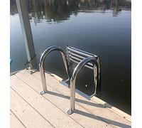 Escaleras de barco plegables de 4 escalones con barandillas, escalera telescópica de acero inoxidable resistente para yate marino/bajo barco/piscina, montaje superior