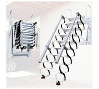 Escaleras de loft montadas en la pared desplegables, escalera de loft con pasamanos, escalera retráctil de ático de 12 peldaños, escalera telescópica de conversión de ático para lofts de 2,95-3,05m