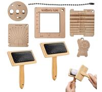 Escaleras de mano de lana, cepillo de madera, peines de lana con asas lisas, paquete de 8 tablas profesionales de mezcla de lana para perros, cachorros, gatos, gatitos