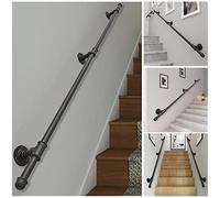 Escaleras de Pared Banister Barandilla Escalones Agarre el Carril Kit Completo. Soportes de Barandilla Negros para Escaleras, Corredor Antideslizante Seguridad Agarre Barra/6Ft/180Cm