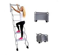 Escaleras de Pared Plegables y Resistentes, retráctiles y Plegables para áticos, para Interiores, con peldaños Grandes de telescópicas, Capacidad de Carga de 300 kg(White,8 Steps 205CM)