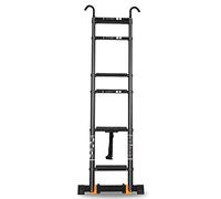 escaleras de Tijera， Escalera telescópica Multiusos de Aluminio con Gancho Desmontable, Barra estabilizadora y Ruedas(Black,2.7m/8.5ft)