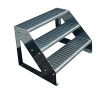 Escaleras de zanca de acero 3 Escalones Independiente Totalmente galvanizada - Medidas (L x A x A) 63cm x 80cm x 57cm Resistente a la intemperie y la corrosión