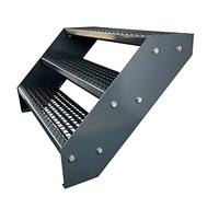 Escaleras de zanca de acero 3 Escalones Totalmente galvanizada y Antracita Pintura en polvo - Medidas (L x A x A) 63cm x 120cm x 57cm Resistente a la intemperie y la corrosión