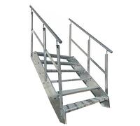 Escaleras de zanca de acero 6 Escalones Totalmente galvanizada con barandilla a ambos lados - Medidas (L x A x A) 120cm x 120cm x 114cm Resistente a la intemperie y la corrosión