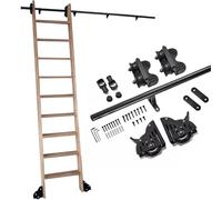 Escaleras deslizantes de tubo redondo, Kit de herrajes for escalera biblioteca retráctil con ruedas y riel acero al carbono (100-600 cm)(3.3ft/100cm Track Kit)