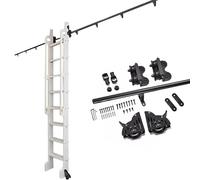 Escaleras deslizantes de tubo redondo, Kit de herrajes for riel escalera deslizante tubo redondo, color negro, 100-500 cm(16ft/500cm Track kit)