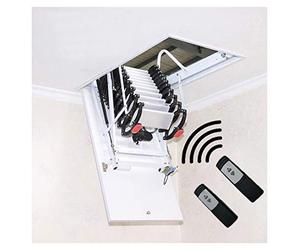 Escaleras eléctricas de ático con pasamanos, escalera telescópica plegable de techo con control remoto, escalera oculta resistente para acceso al hogar