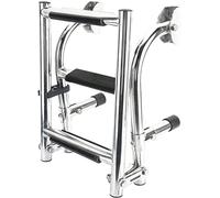 Escaleras, Escalera de Barco de 3 peldaños, Acero Inoxidable, telescópica, con ecero Inoxidable, telescópica, con Entrada Trasera, Plegable, Resistente, para Cubierta de baño de yate Marino.