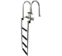 Escaleras, Escalera de pontón de 4 peldaños de Acero Inoxidable, Extensible, con Muelle, telescópica, con Entrada Trasera y Plataforma de baño Plegable para embarcaciones.