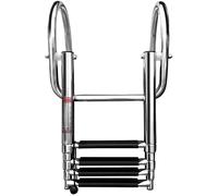 Escaleras, Escalera de pontón de 4 peldaños, de Acero Inoxidable, telescópica, con Entrada Trasera, Plegable, para baño y botadura de Yates.