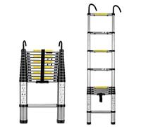 Escaleras extensibles de 8 m, 7 m, 6 m, 5 m, 4 m, 10 pies, 2 m, 1 m de altura, escalera telescópica de aluminio con gancho, escaleras telescópicas extensibles para trabajo doméstico al aire libre,