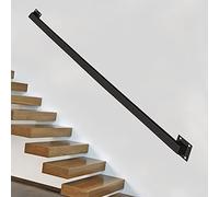 Escaleras modernas Barandilla Metal negro Hierro forjado Escalera Soportes de barandilla Montado en la pared para interior Barra de apoyo de seguridad al aire libre - Kit completo ( Size : 150cm )