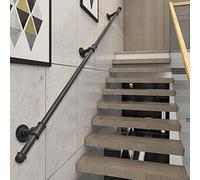 Escaleras Modernas Barandilla para Escalones, Corredor Ático Montado en la Pared de la Escalera Banister 30~600Cm Negro Metal Barandilla Soportes Kit Completo/4Ft/120Cm