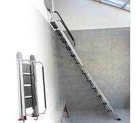 Escaleras para Áticos Escalera de Ático de Aluminio con Pasamanos, Escalera Plegable para Acceso Al Desván, Escalera de Escalera de Desván Resistente para Espacios Pequeños, Escalera de Desván de Cabi