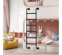 Escaleras para camas, Escalera de seguridad hierro forjado negro 124, 132, 135, 137, 140, 142 y 144 cm for literas, con montaje en pared, for ventana salida escape(131cm/52in)
