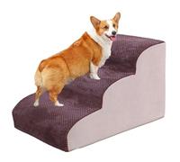 Escaleras para Perros Cama Alta y sofá Pasos de Mascotas con Cubierta Tela Lavable a máquina 2 Pasos/3 Pasos/4 Pasos rampa Mascota rellena Esponja pequeños Coffee 40cm High（3step