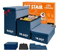 Escaleras para perros con almacenamiento de 17.5 pulgadas de alto, 3 escalones más anchos para perros pequeños/medianos/grandes, escaleras plegables resistentes para mascotas, cama o sofá, rampa para