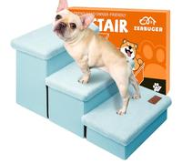 Escaleras para perros con tapas peludas de 18 pulgadas de alto, 3 escalones más anchos con almacenamiento para perros pequeños/medianos/grandes, gatos, escaleras plegables resistentes para mascotas,