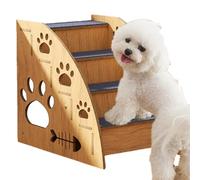 Escaleras para Perros De Madera, 2/3/4 Escalera Antideslizante para Perros, Escalones Alfombrados con Base Segura, Desmontables, Escalera De Gatos para Animales Pequeños, Diseño Moderno Y Funcional