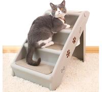 Escaleras para perros para cama, 4 escalones plegables para mascotas para perros y gatos, animales pequeños para llegar al sofá o cama, alfombrado, antideslizante, plástico (Grigio)