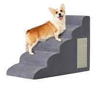 Escaleras para perros pequeños, rampa para perros para cama, sofá, coche y sillas, diseño curvado para perros con parte inferior antideslizante, con tabla rascadora para gatos, escalón portátil de