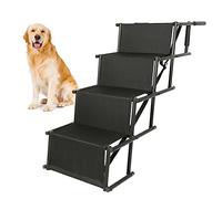 Escaleras para rampa para Perros, escaleras para Perros Plegables, Mejora de 5 escalones, rampa Grande para Perros, Entrada para Perros, soporta hasta 80 kg (139 * 45 * 76 cm-Negro)