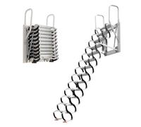 Escaleras plegables para ático, escalera retráctil de pared con pasamanos, capacidad de carga de 660 libras, construcción de acero, 12 escalones, 305 cm de longitud