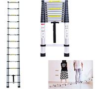 Escaleras Telescópicas de 5m, Extensible de Aluminio, Ligera, Ahorra Espacio, Multiusos, para el Hogar, Oficina, Jardín, Loft. Escaleras Portátiles de Escalón Suave y Antideslizante