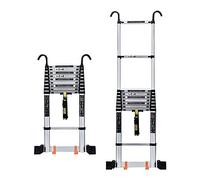 Escaleras telescópicas escaleras de Uso multipropósito Extendible con Escalera telescópica de Aluminio Gancho Equipada con Ruedas móviles Capacidad de Carga: 330 Libras (tamaño: 3.5m/11.6 pies)