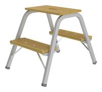 Escalerilla de tubo de acero con peldaños de madera MUNK, sin ruedas