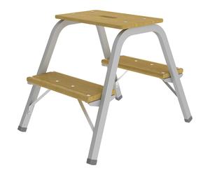 Escalerilla de tubo de acero con peldaños de madera MUNK, sin ruedas