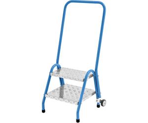 Escalerilla de tubo de acero eurokraft pro, con pasamanos y ruedas